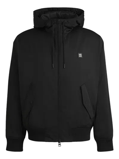Hugo Boss Rubberised-logo Jacket In Black