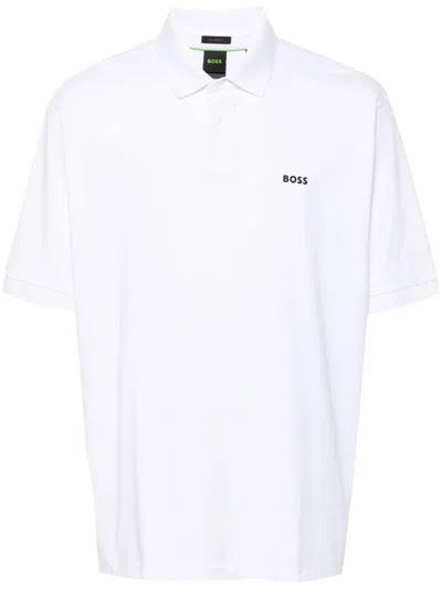 Hugo Boss Rubberised-logo Polo Shirt In White