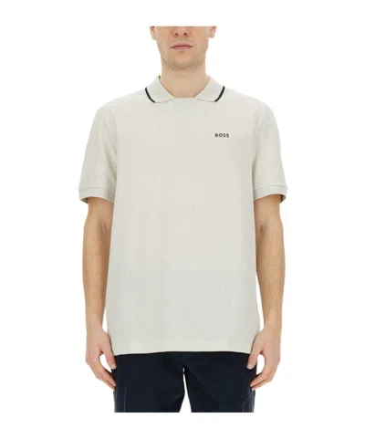 Hugo Boss Rubberised-logo Polo Shirt In White