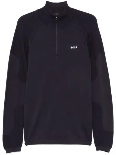 Hugo Boss Rubberised-logo Sweater In Black