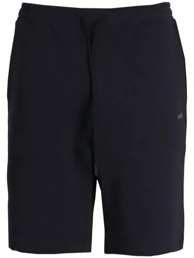 Hugo Boss Rubberised-logo Track Shorts In Black