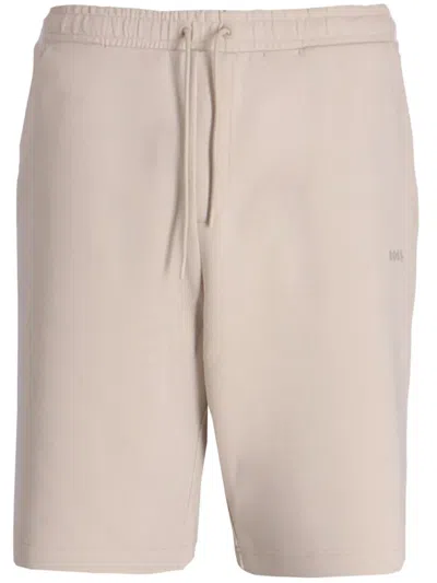 Hugo Boss Rubberised-logo Track Shorts In Neutrals
