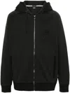 Hugo Boss Rubberised-logo Zip-up Hoodie In Black