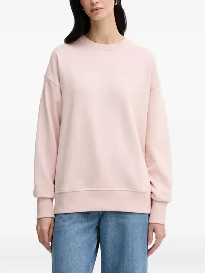 Hugo Boss Rubberized-logo Crew-neck Sweatshirt In Pink