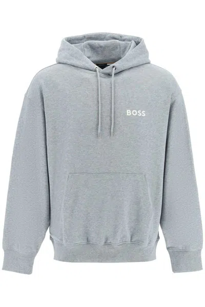 HUGO BOSS RUBBERIZED LOGO DETAIL HOODIE