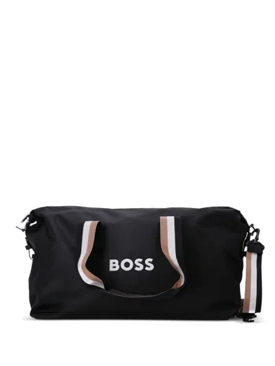 Hugo Boss Rubberized-logo Duffle Bag In Black
