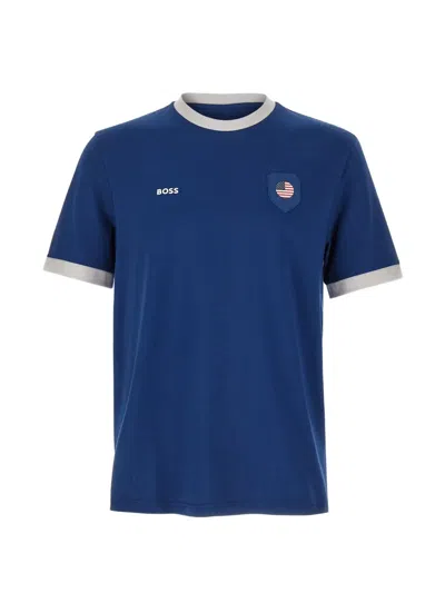 Hugo Boss Rubber-patch T-shirt In Blue