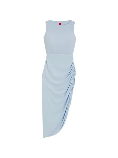 Hugo Boss Ruched Asymmetric Dress In Blue