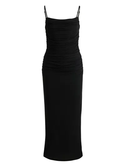 Hugo Boss Ruched-detail Dress In Black