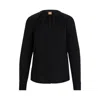 Hugo Boss Ruched-neck Blouse In Stretch-silk Crepe De Chine In Black