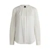 Hugo Boss Boss Banorah Pleat Neck Stretch Silk Blouse In White