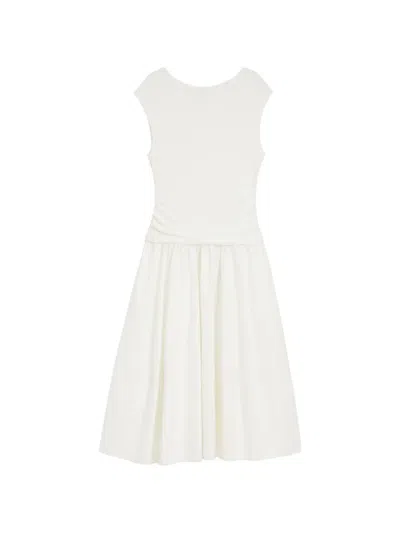 Hugo Boss Ruched-detail Midi Dress In White