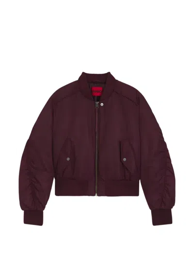 Hugo Boss Ruched-sleeve Bomber Jacket In Brown