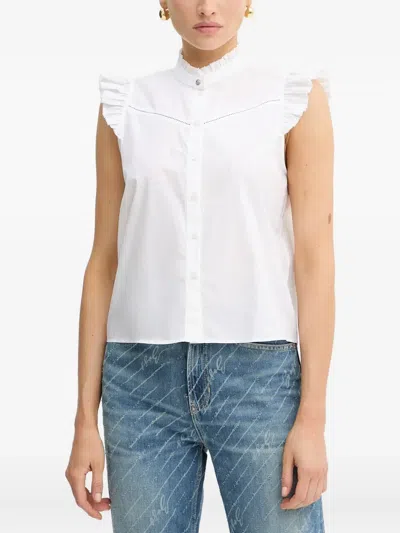 Hugo Boss Ruffle-embellished Sleeveless Top In White