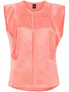 Hugo Boss Ruffle-trim Twill Blouse In Orange