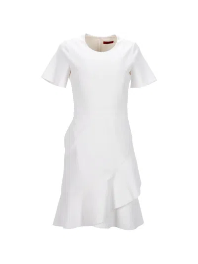 Pre-owned Hugo Boss Ruffled Dress In White
