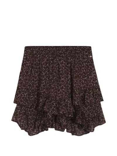 Hugo Boss Ruffled Mini Skirt In Brown