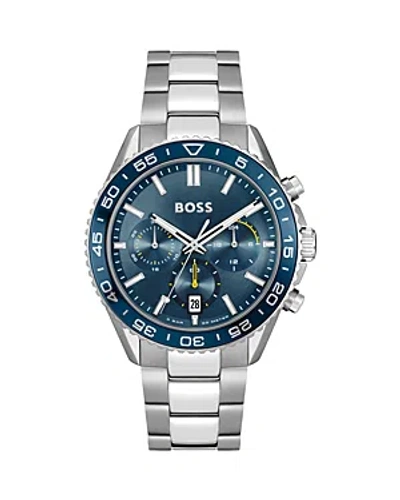 Hugo Boss Runner Chronograph Bracelet Watch, In Blue/silver