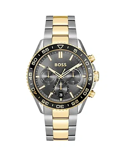 Hugo Boss Boss Runner Chronograph Bracelet Watch, 45mm In Gray/two-tone