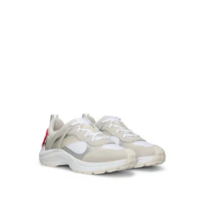 Hugo Boss Running Trainers With Suede And Mesh In White