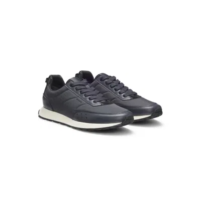 Hugo Boss Running-inspired Trainers With Zigzag Detailing In Blue