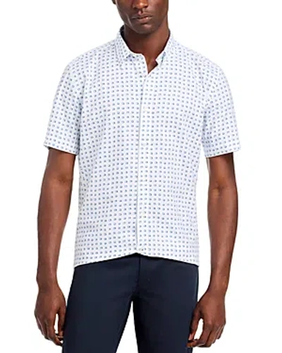 Hugo Boss Boss Roan Geo Print Short Sleeve Button-up Shirt In White