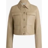 Hugo Boss Leather Jacket With Contrast Cuffs And Buttoned Closure In Neturals