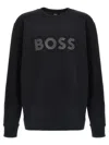 Hugo Boss Stretch-cotton Sweatshirt With Sandwich Logo In Blue