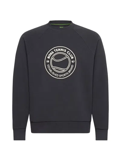 Hugo Boss Salbo Tennis Club Graphic Sweatshirt In Black