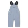 Hugo Boss Grey Dungarees For Baby Boy With Logo In Light Blue