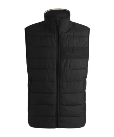 Hugo Boss Same Color Logo Waterproof Vest In Black