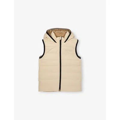 Hugo Boss Kids' Sand Hooded Quilted Shell-down Vest 4-16 In Brown