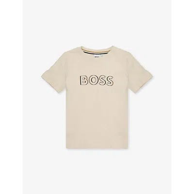 Hugo Boss Kids' Logo-print Short-sleeve Cotton T-shirt 4-16 Years Sand