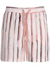 Hugo Boss Sandrew Striped Drawstring Shorts In White