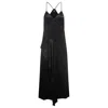 Hugo Boss Sateen Dress With Waterfall Detail In Black