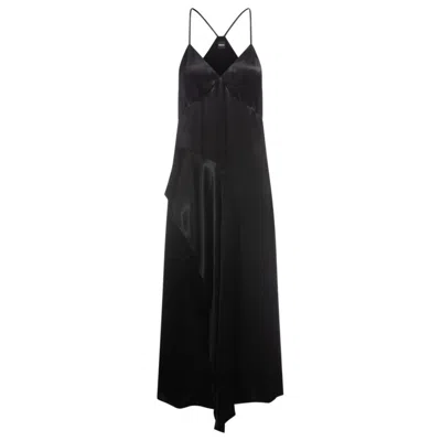 Hugo Boss Sateen Dress With Waterfall Detail In Black