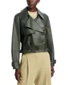Hugo Boss Belted Double-breasted Jacket In Green