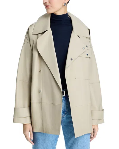 Hugo Boss Satila Leather Coat In Brown