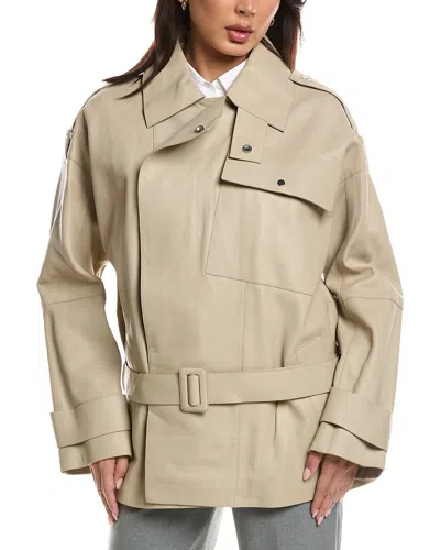 Hugo Boss Satila Leather Jacket In Brown