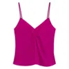 Hugo Boss Satin Camisole Top With Georgette Neckline In Pink