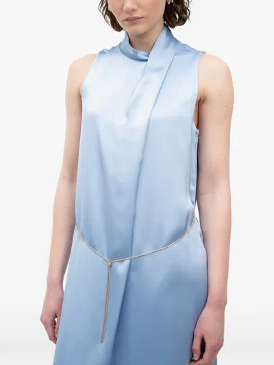 Hugo Boss Satin Chain-belt Maxi Dress In Blue