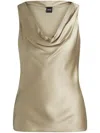 Hugo Boss Satin Relaxed-fit Blouse With Cowl Neckline In Neutrals