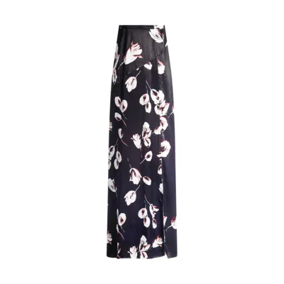 Hugo Boss Satin Maxi Skirt With Tulip Print In Multi