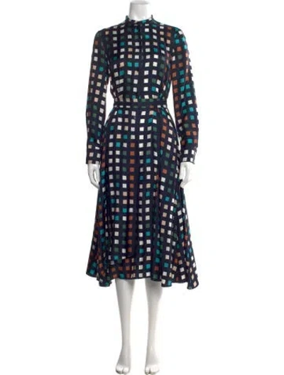Pre-owned Hugo Boss Satin Midi Length Dress In Blue