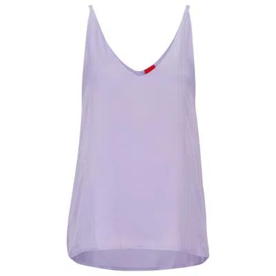 Hugo Boss Satin Pajama Vest With V-neckline And Logo Straps In Light Purple