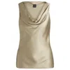 Hugo Boss Satin Relaxed-fit Blouse With Cowl Neckline In Beige