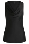 Hugo Boss Satin Relaxed-fit Blouse With Cowl Neckline In Black