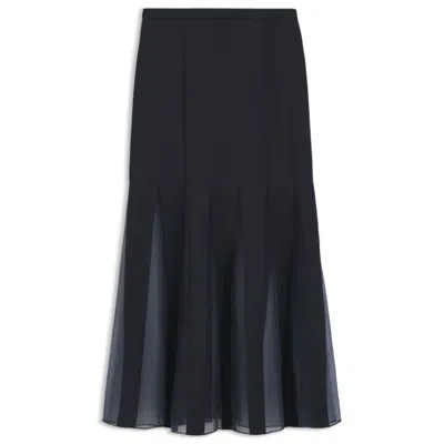 Hugo Boss Satin Slip Skirt With Transparent Inserts In Black