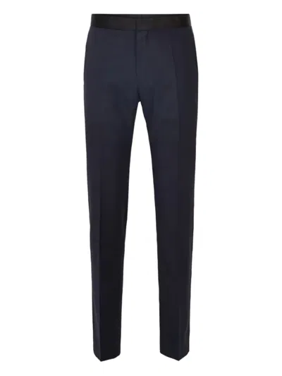 Hugo Boss Satin-trimmed Trousers In Blue
