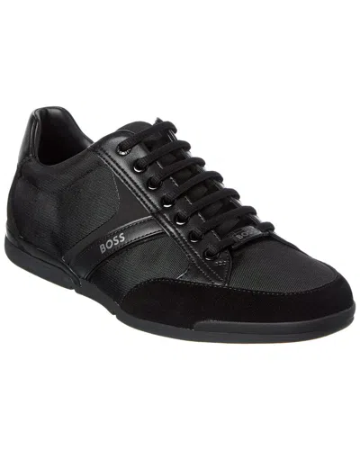 Hugo Boss Saturn Canvas & Leather Sneaker In Black